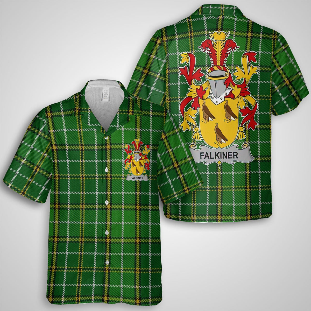 Falkiner Hawaiian Shirts Crest And National Plaid Style