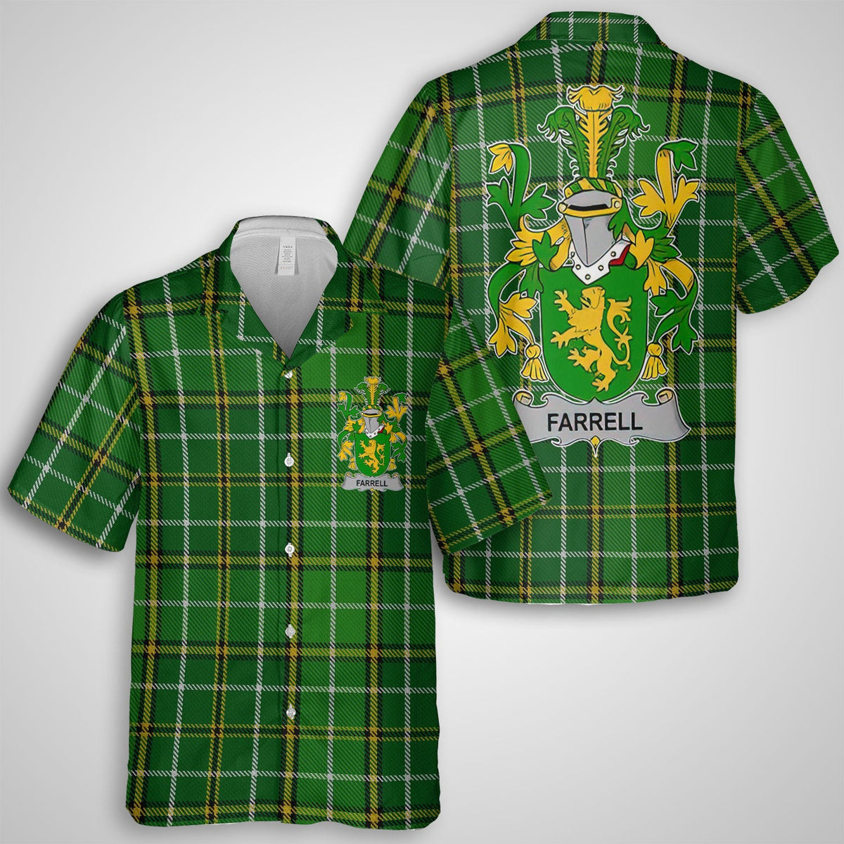 Farrell or O Ferrell Hawaiian Shirts Crest And National Plaid Style