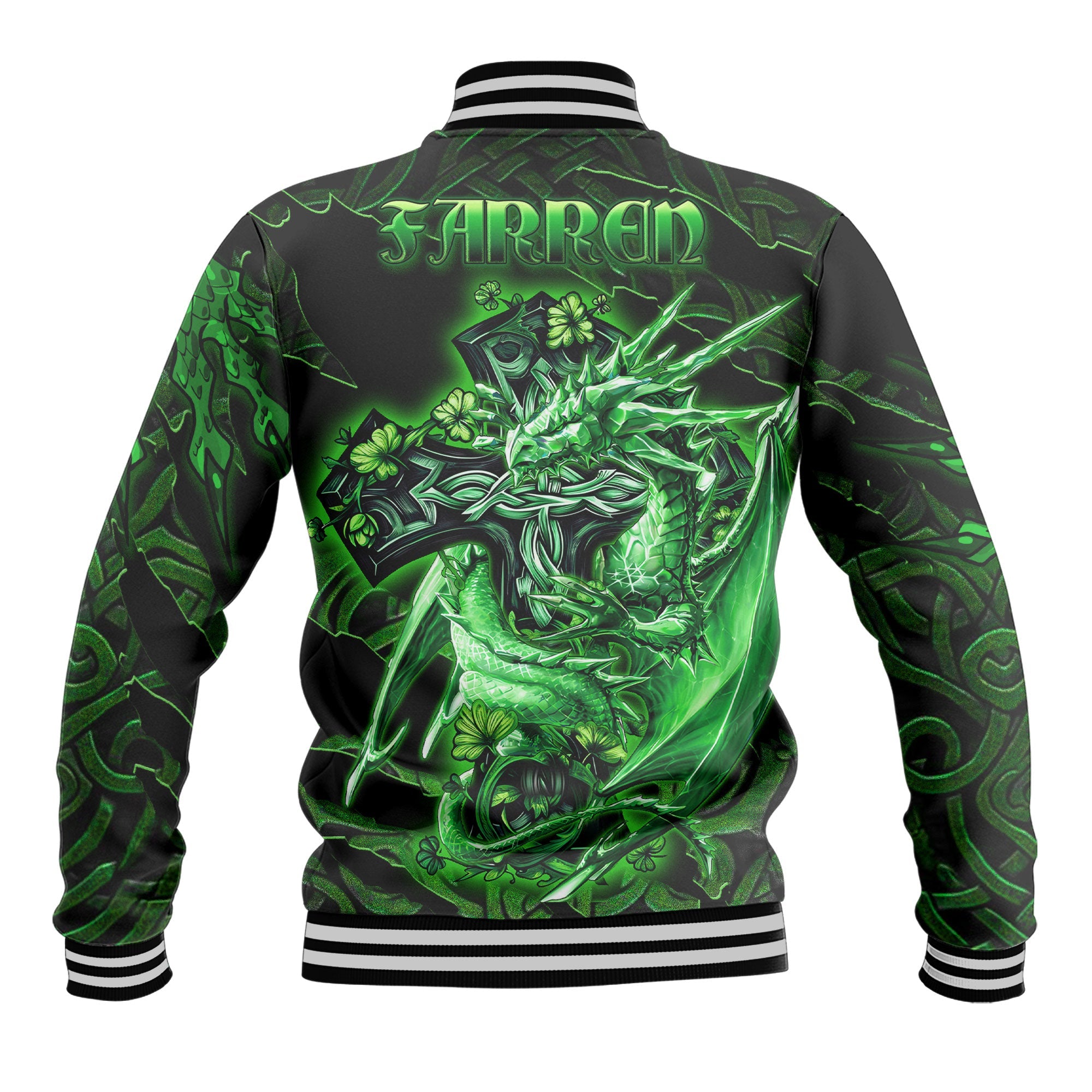 Farren or O Farren Baseball Jackets Celtic Cross And Dragon Style