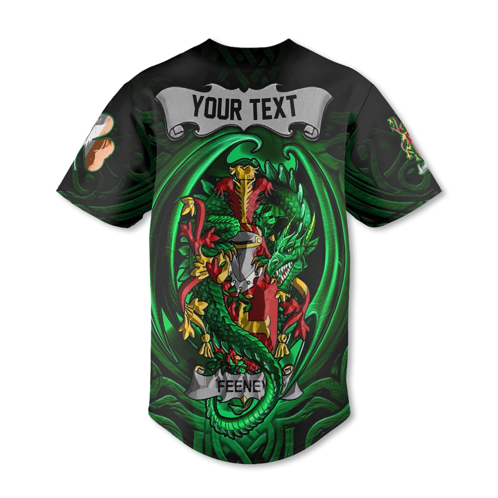 Feeney or O Feney Baseball Jerseys The Green Dragon Of Ireland Style