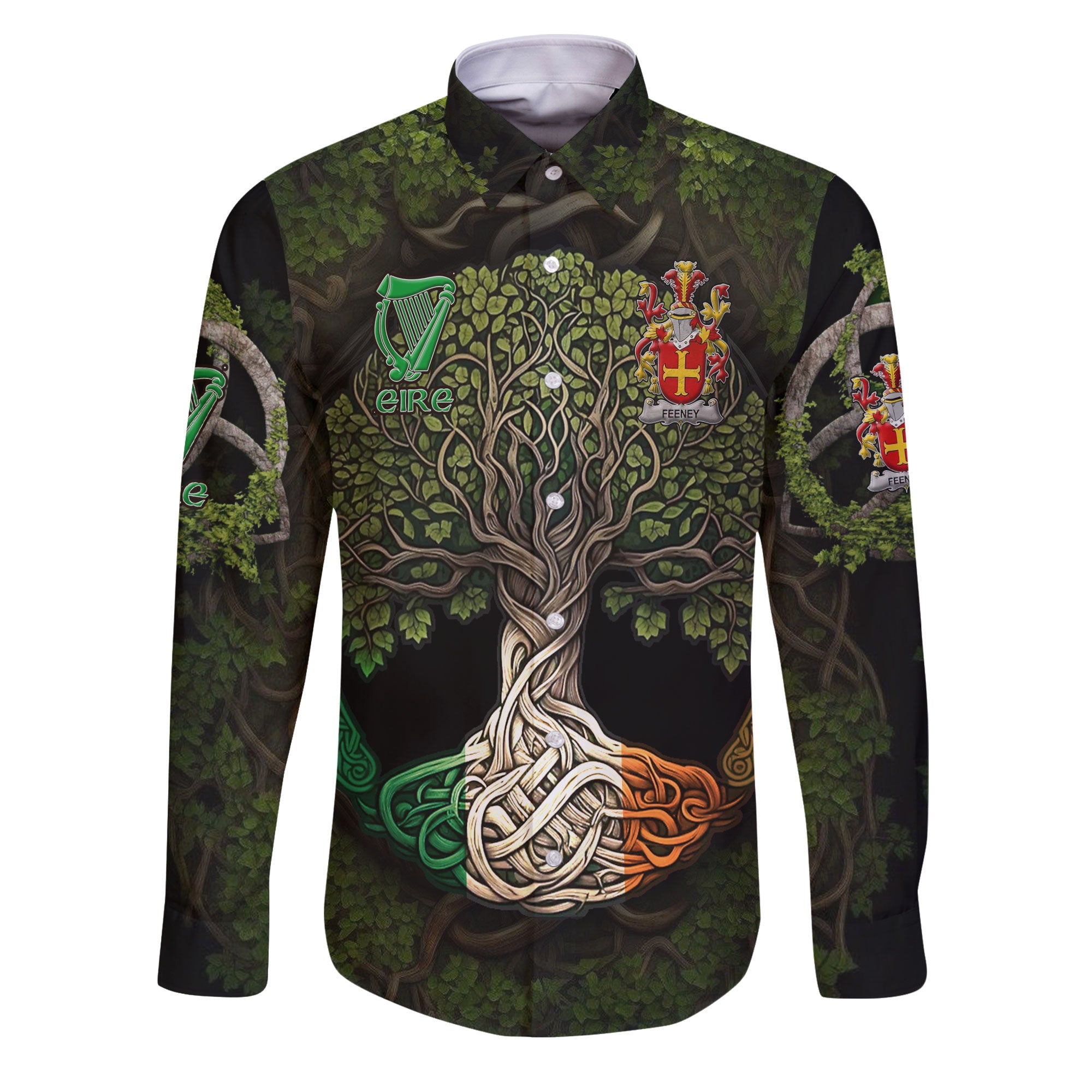 Feeney or O Feney Long Sleeve Button Shirts Ireland Is My Root Style