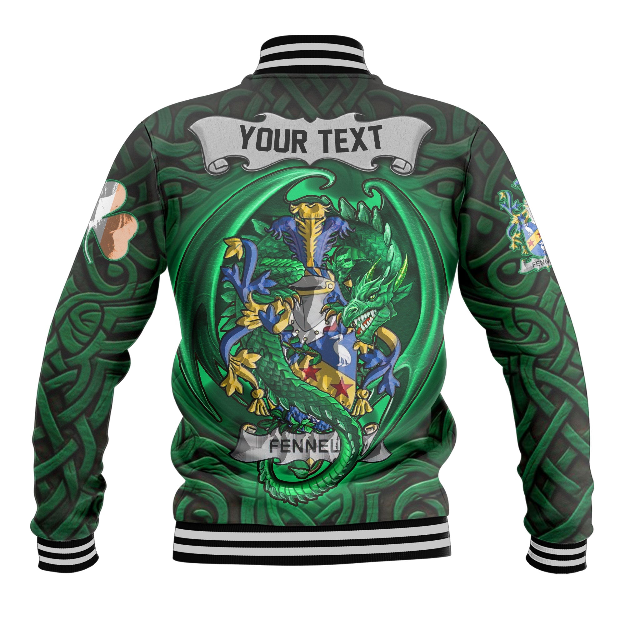 Fennell or O Fennell Baseball Jackets The Green Dragon Of Ireland Style