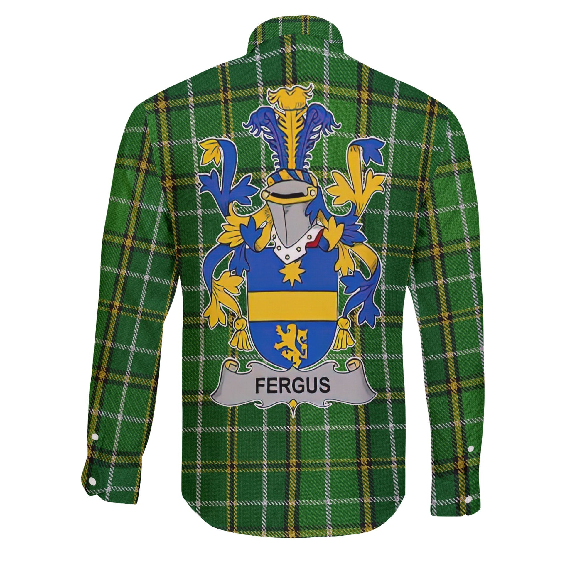 Fergus or O Fearghus Long Sleeve Button Shirts Crest And National Plaid Style