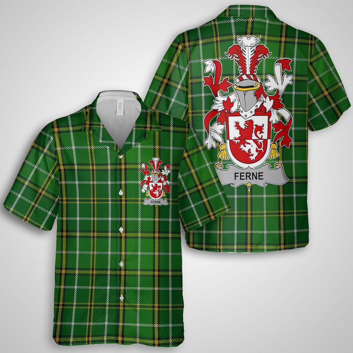 Ferne Hawaiian Shirts Crest And National Plaid Style