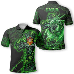 Field Polo Shirts Celtic Cross And Dragon Style