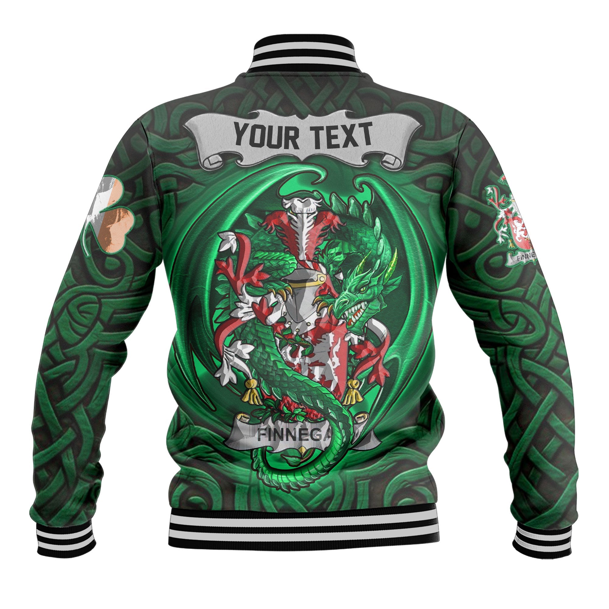 Finnegan or O Finnegan Baseball Jackets The Green Dragon Of Ireland Style