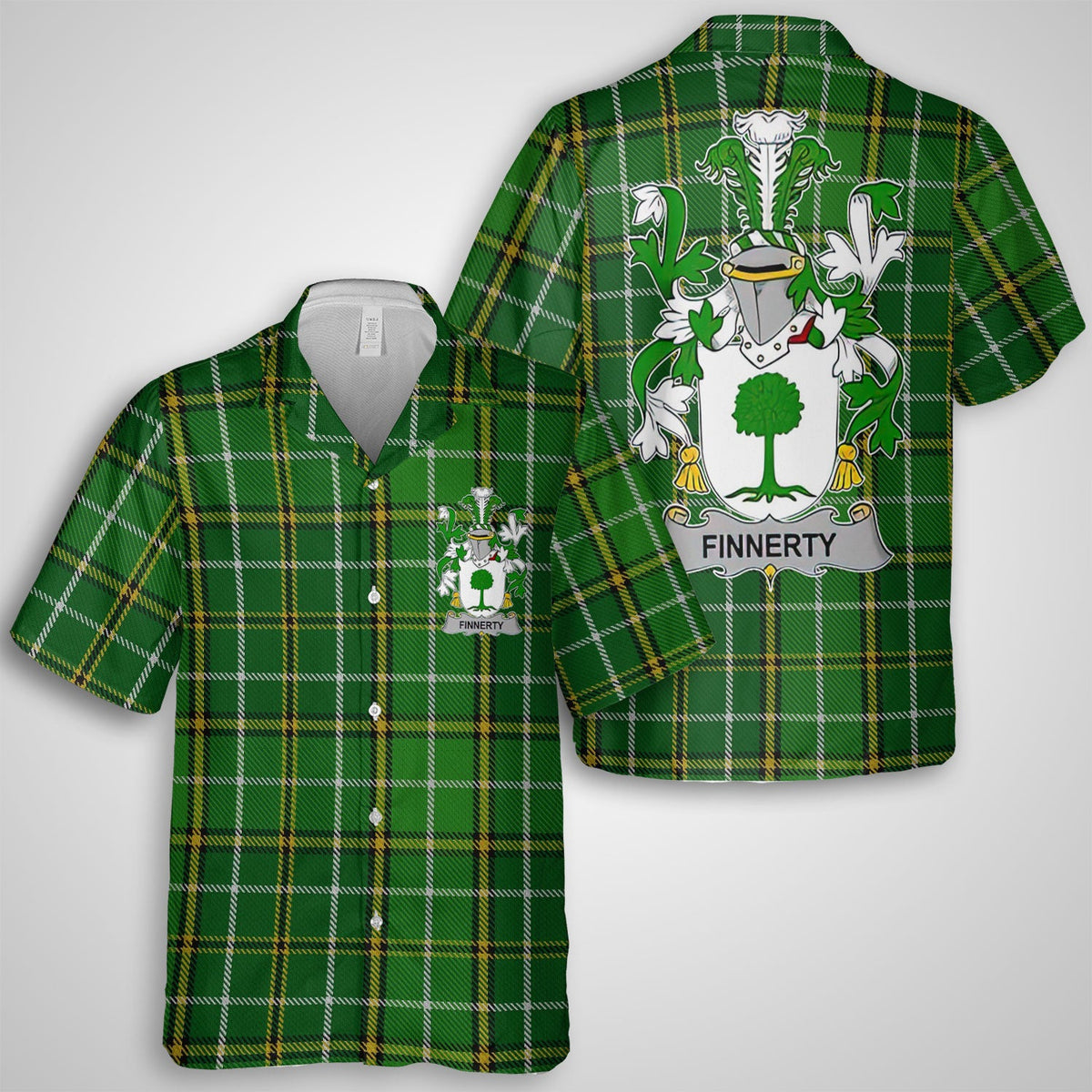 Finnerty or O Finaghty Hawaiian Shirts Crest And National Plaid Style