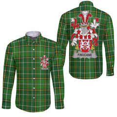 Finucane or McFinucane Long Sleeve Button Shirts Crest And National Plaid Style