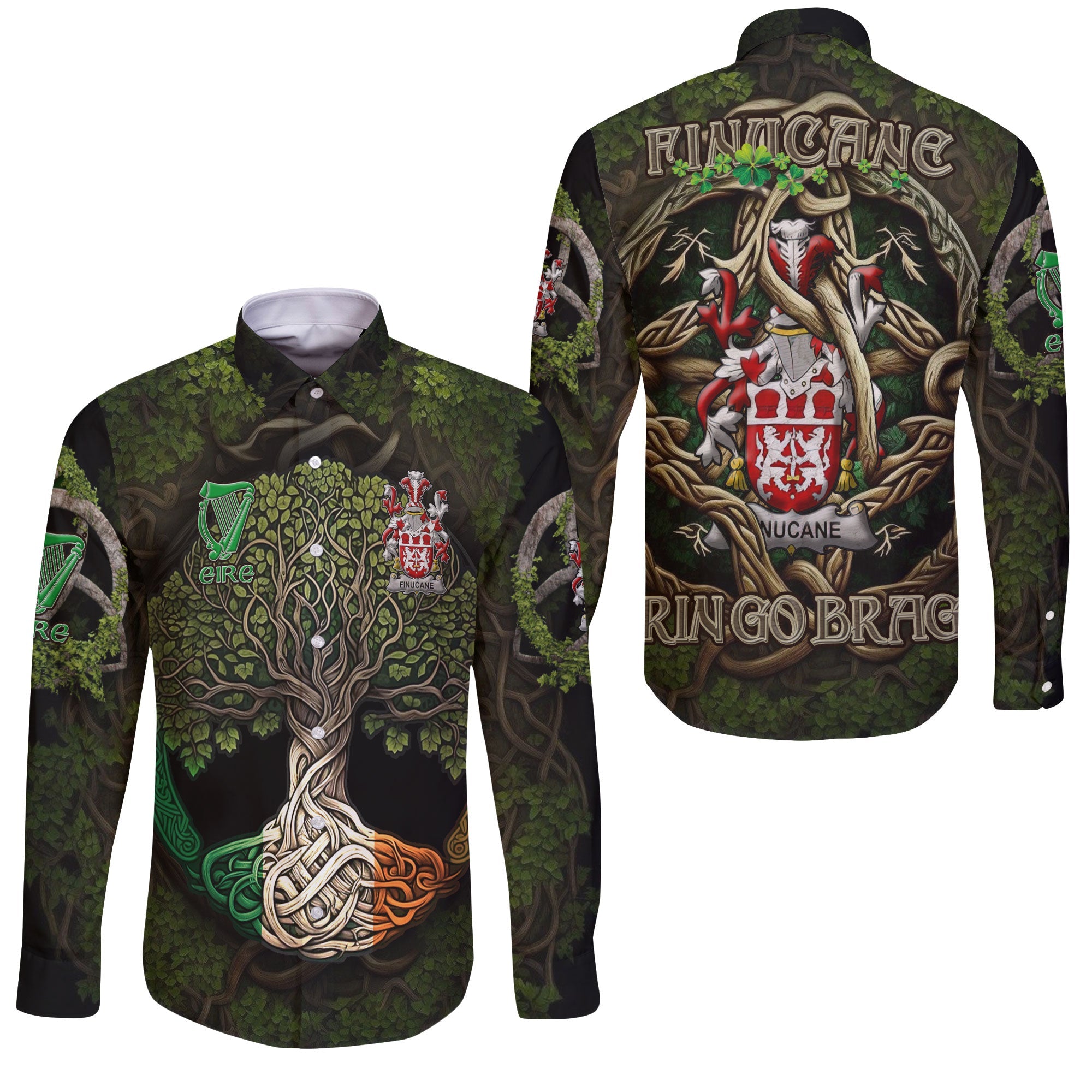 Finucane or McFinucane Long Sleeve Button Shirts Ireland Is My Root Style