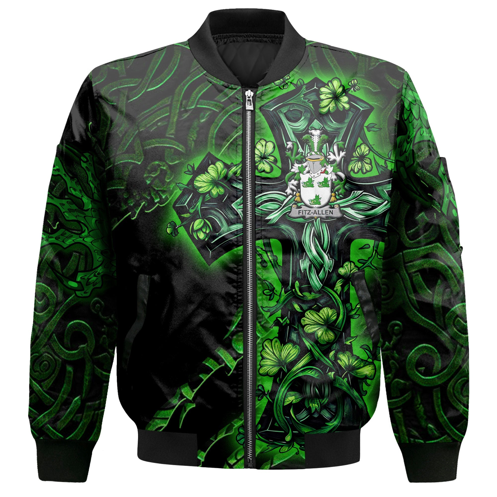 Fitz Allen Bomber Jackets Celtic Cross And Dragon Style