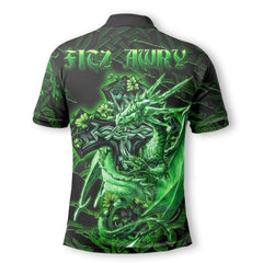 Fitz Awry Polo Shirts Celtic Cross And Dragon Style