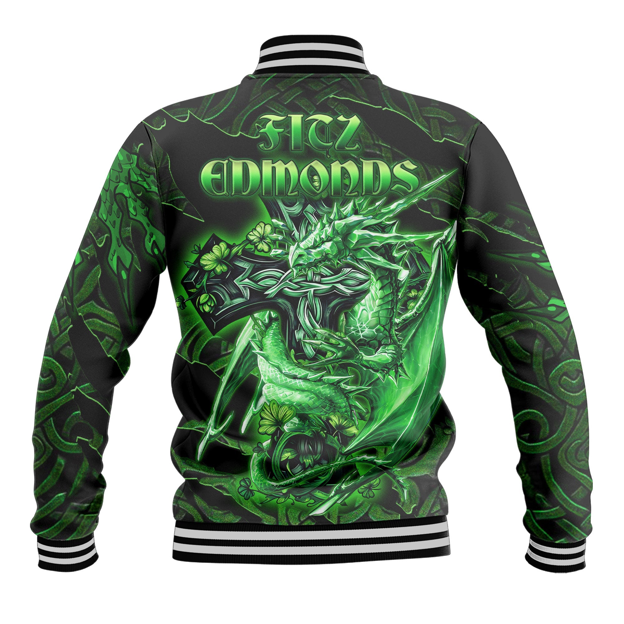Fitz Edmonds Baseball Jackets Celtic Cross And Dragon Style