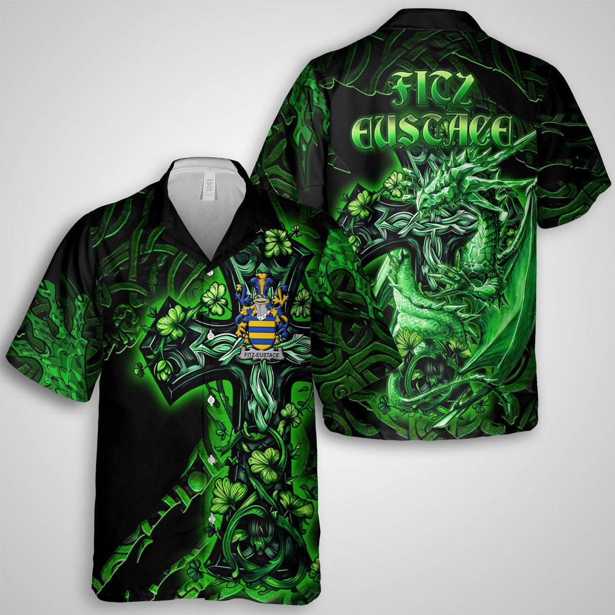 Fitz Eustace Hawaiian Shirts Celtic Cross And Dragon Style