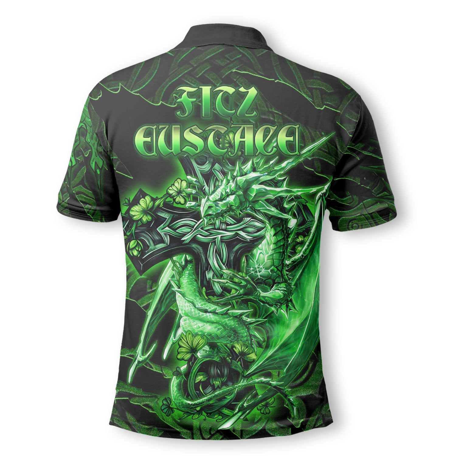 Fitz Eustace Polo Shirts Celtic Cross And Dragon Style