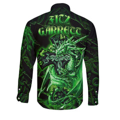 Fitz Garrett Long Sleeve Button Shirts Celtic Cross And Dragon Style