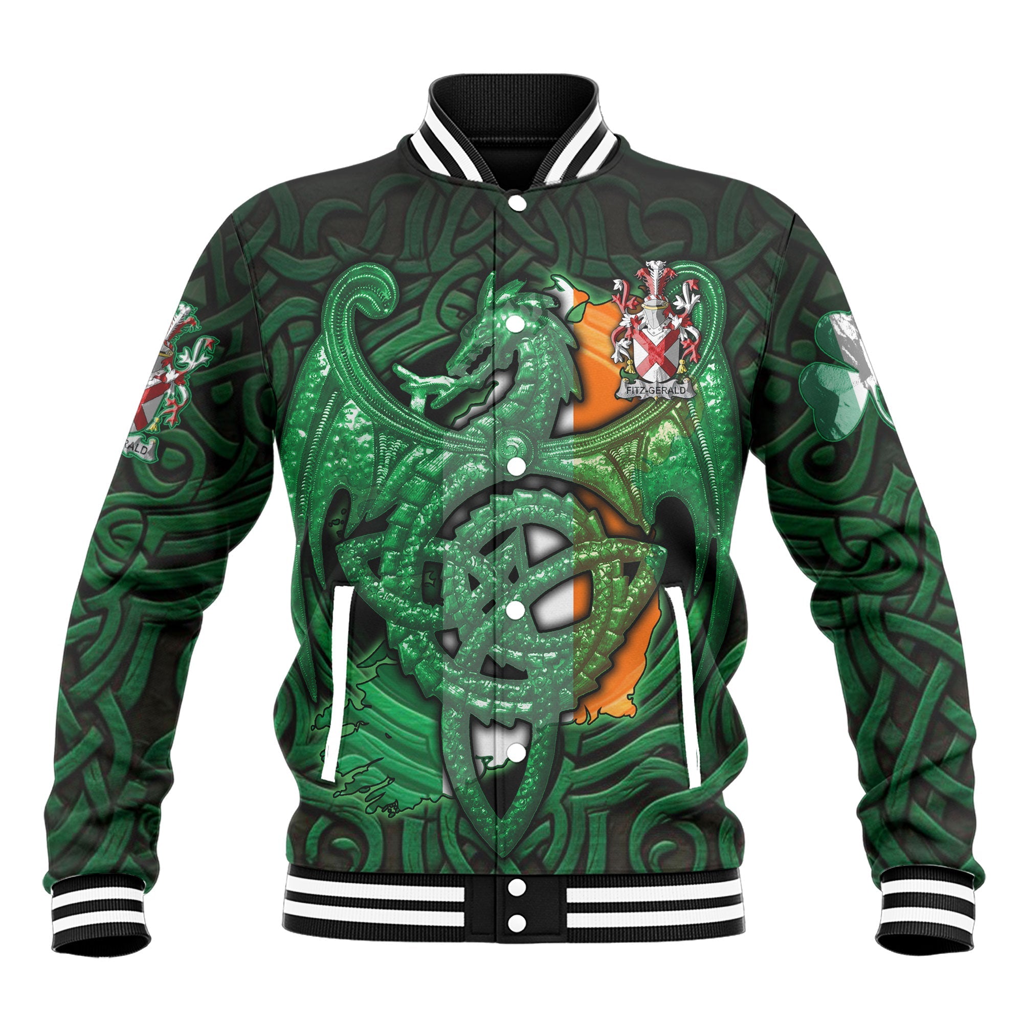 Fitz Gerald Baseball Jackets The Green Dragon Of Ireland Style