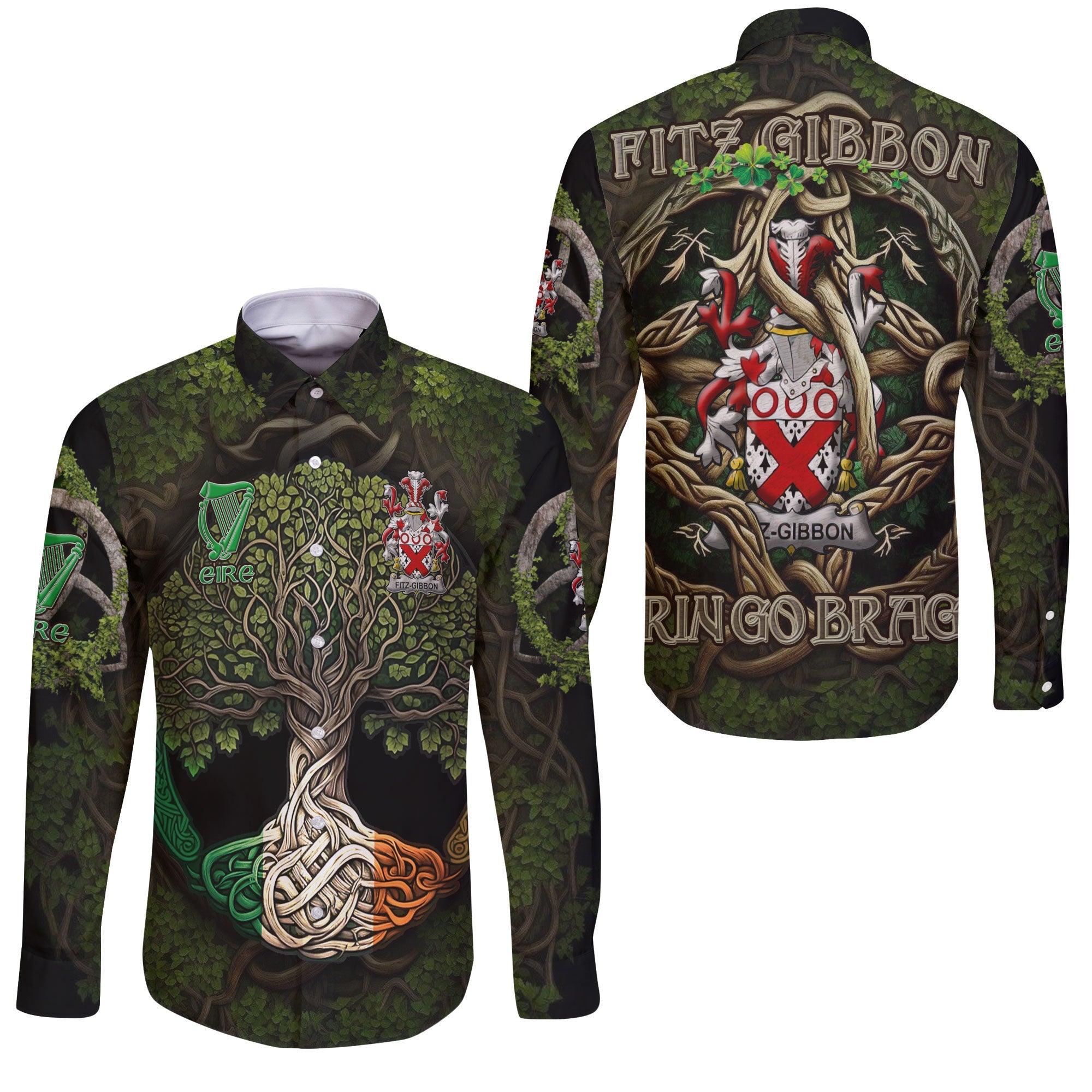 Fitz Gibbon Long Sleeve Button Shirts Ireland Is My Root Style