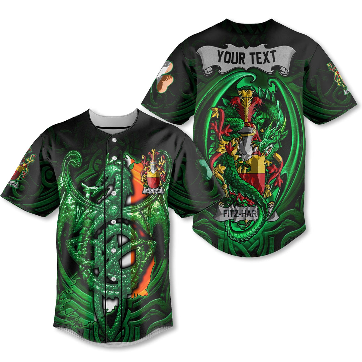 Fitz Harris Baseball Jerseys The Green Dragon Of Ireland Style