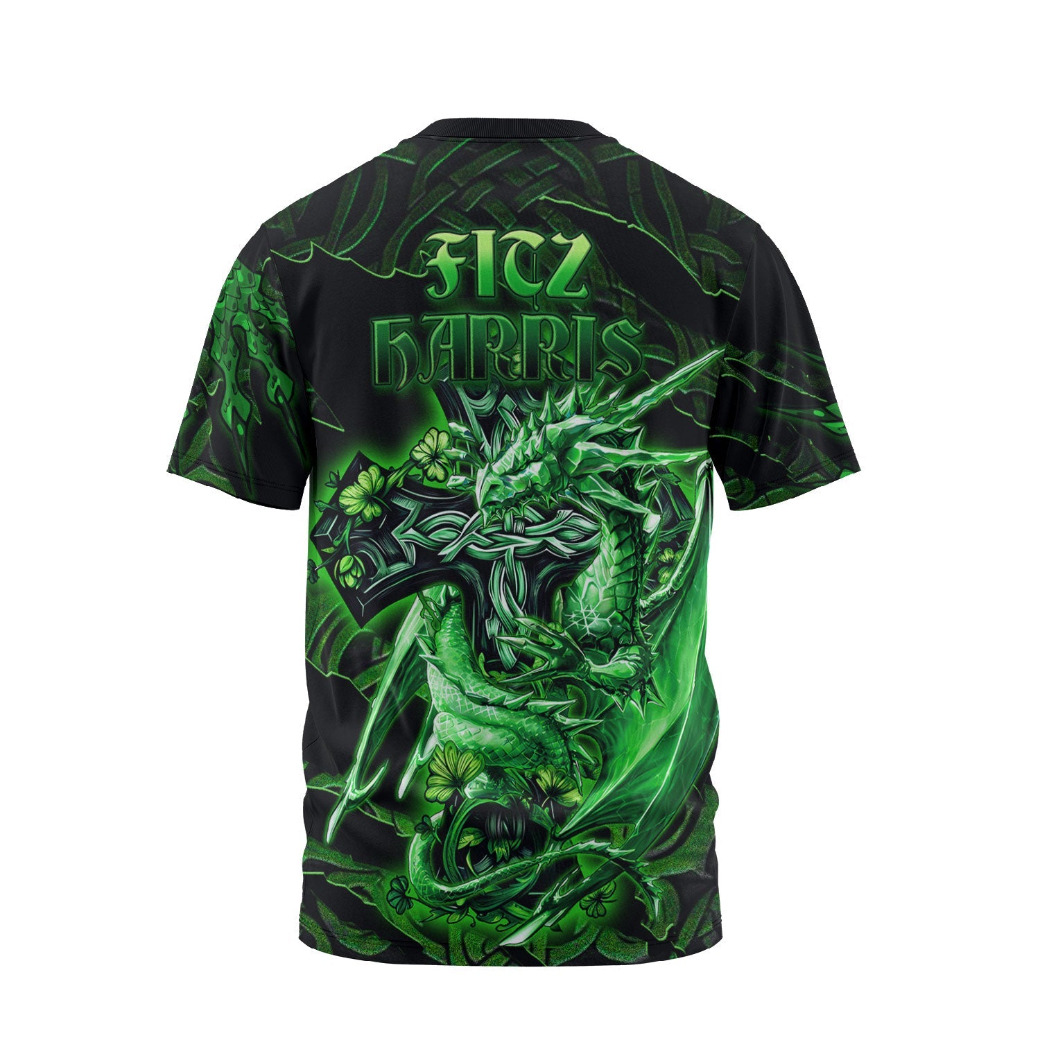 Fitz Harris T-Shirts Celtic Cross And Dragon Style