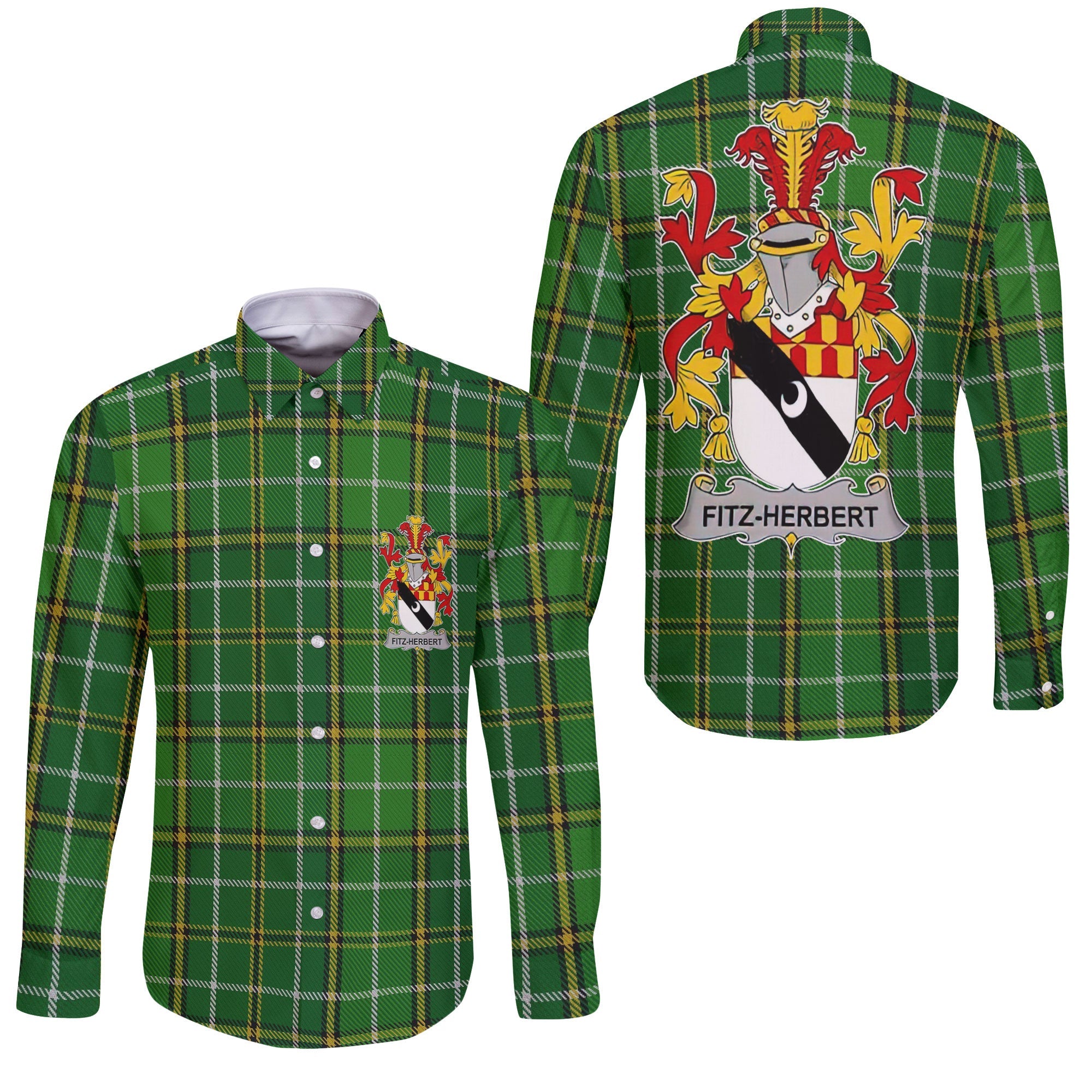 Fitz Herbert Long Sleeve Button Shirts Crest And National Plaid Style