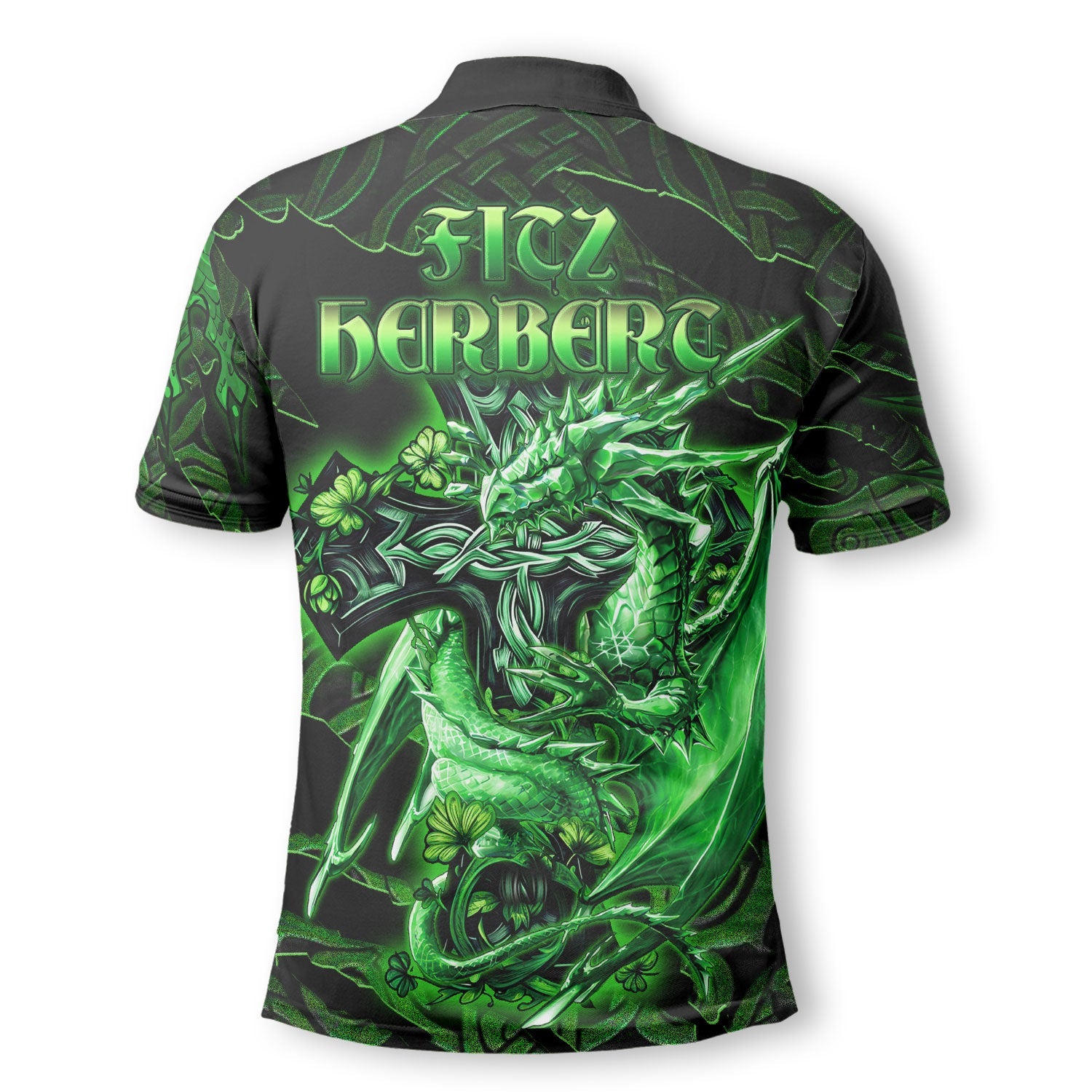 Fitz Herbert Polo Shirts Celtic Cross And Dragon Style