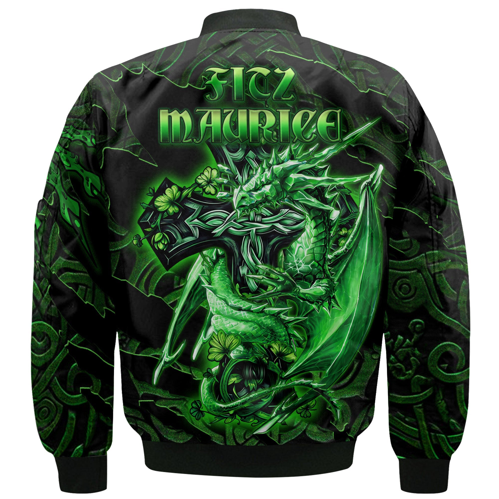 Fitz Maurice Bomber Jackets Celtic Cross And Dragon Style