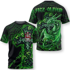 Fitz Oliver T-Shirts Celtic Cross And Dragon Style