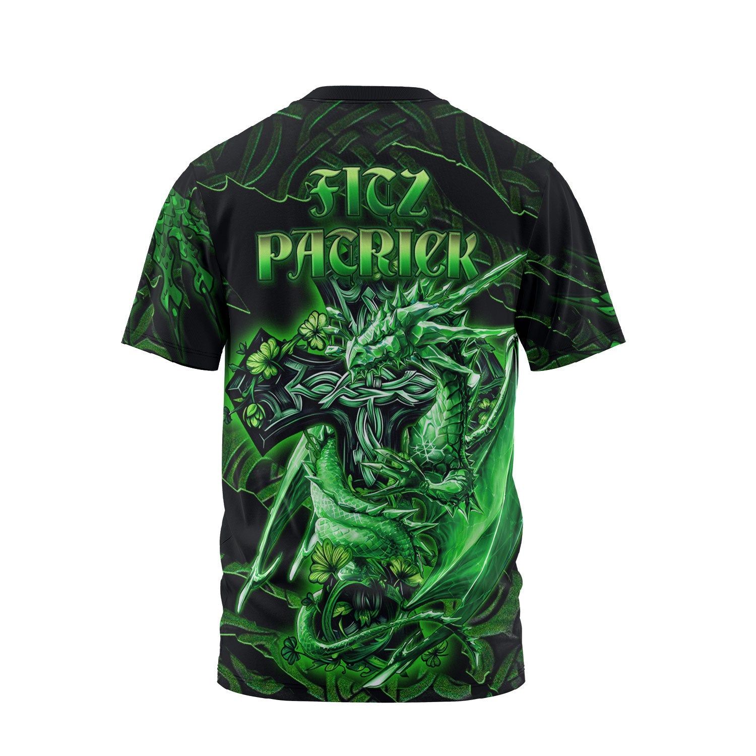 Fitz Patrick T-Shirts Celtic Cross And Dragon Style