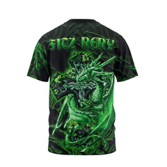 Fitz Rery T-Shirts Celtic Cross And Dragon Style