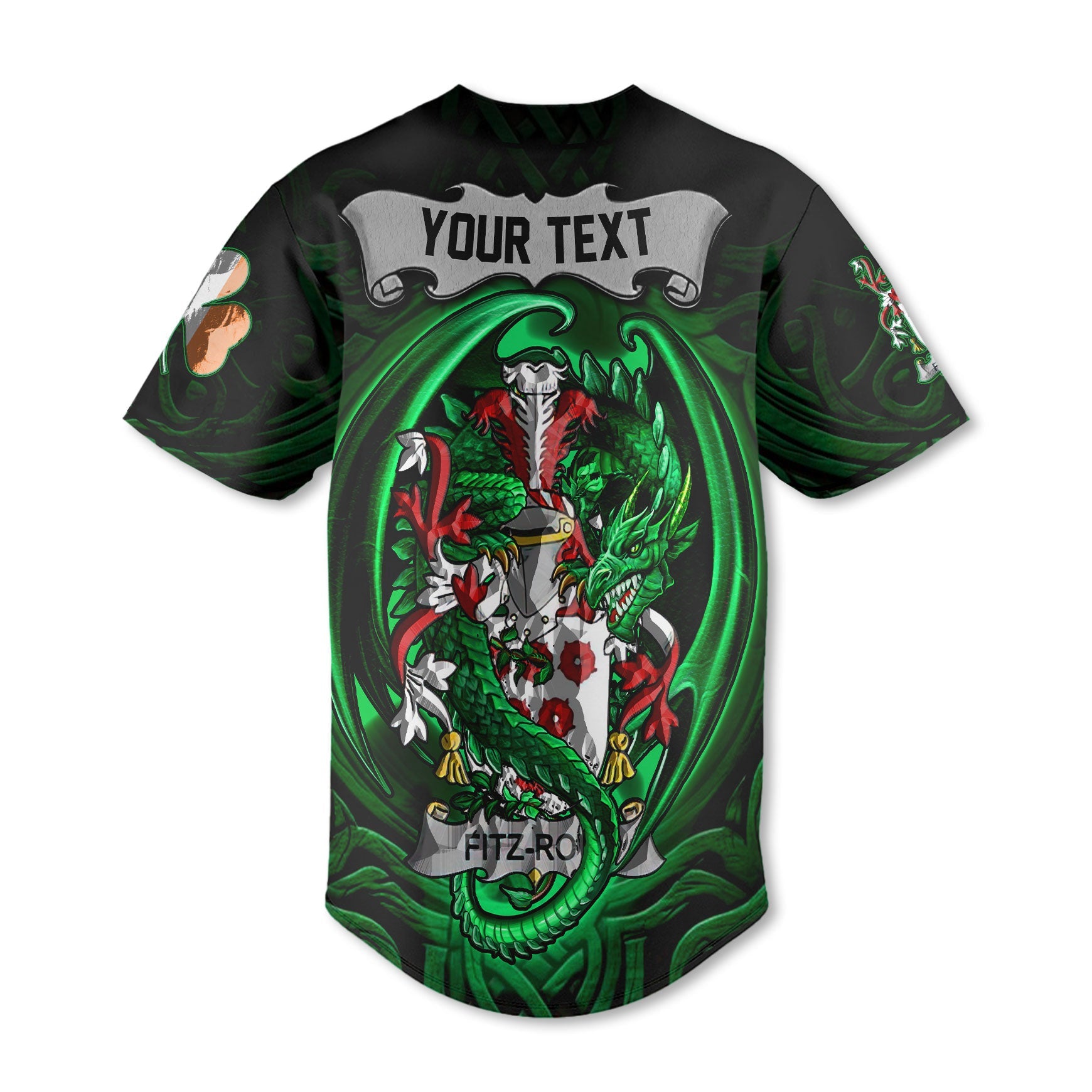 Fitz Row Baseball Jerseys The Green Dragon Of Ireland Style