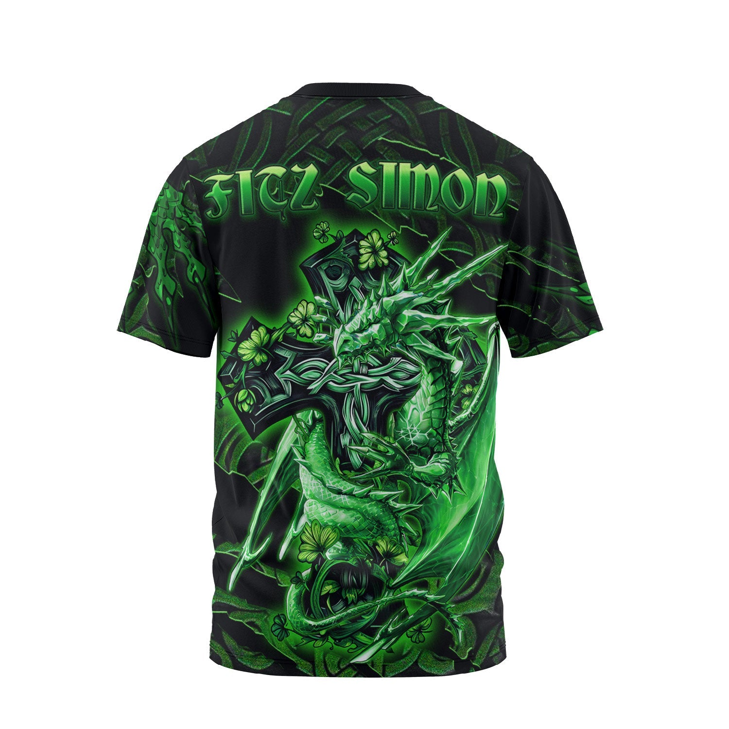 Fitz Simon T-Shirts Celtic Cross And Dragon Style