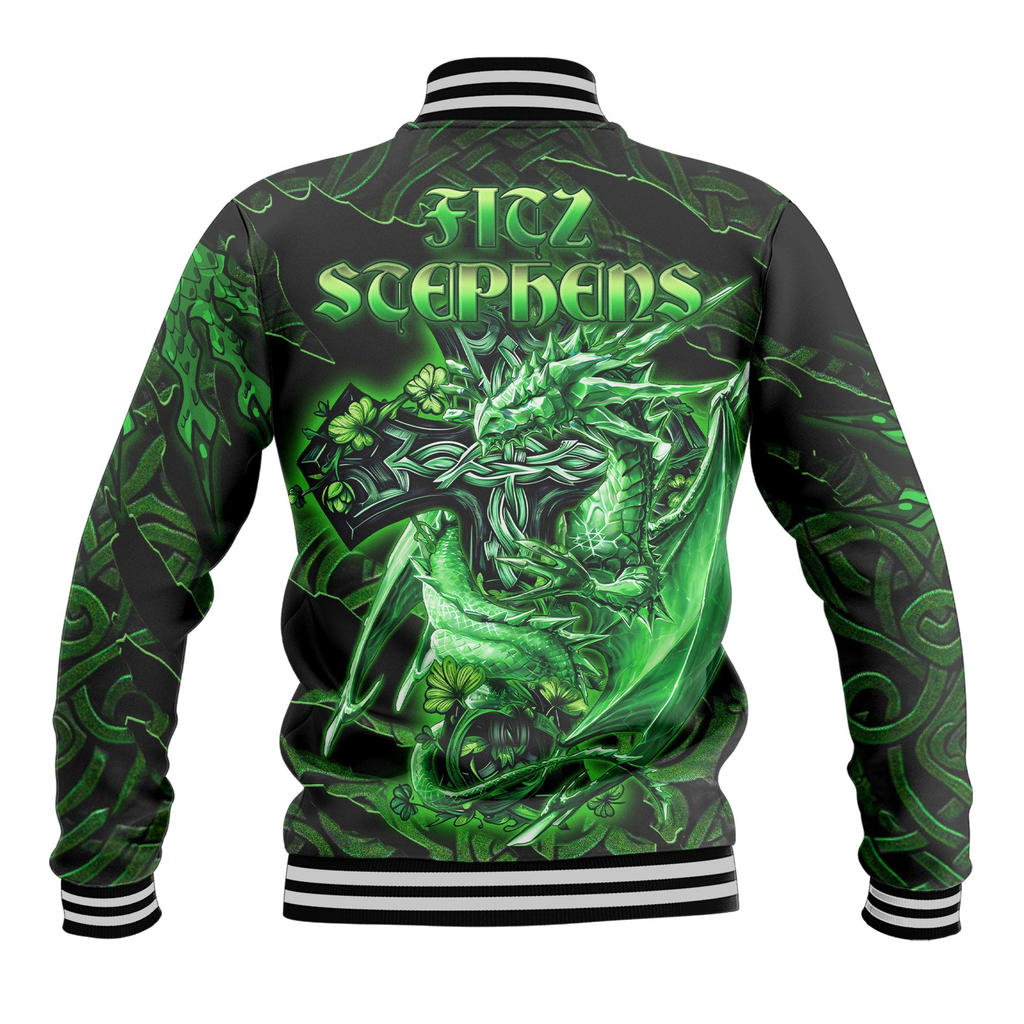 Fitz Stephens Baseball Jackets Celtic Cross And Dragon Style