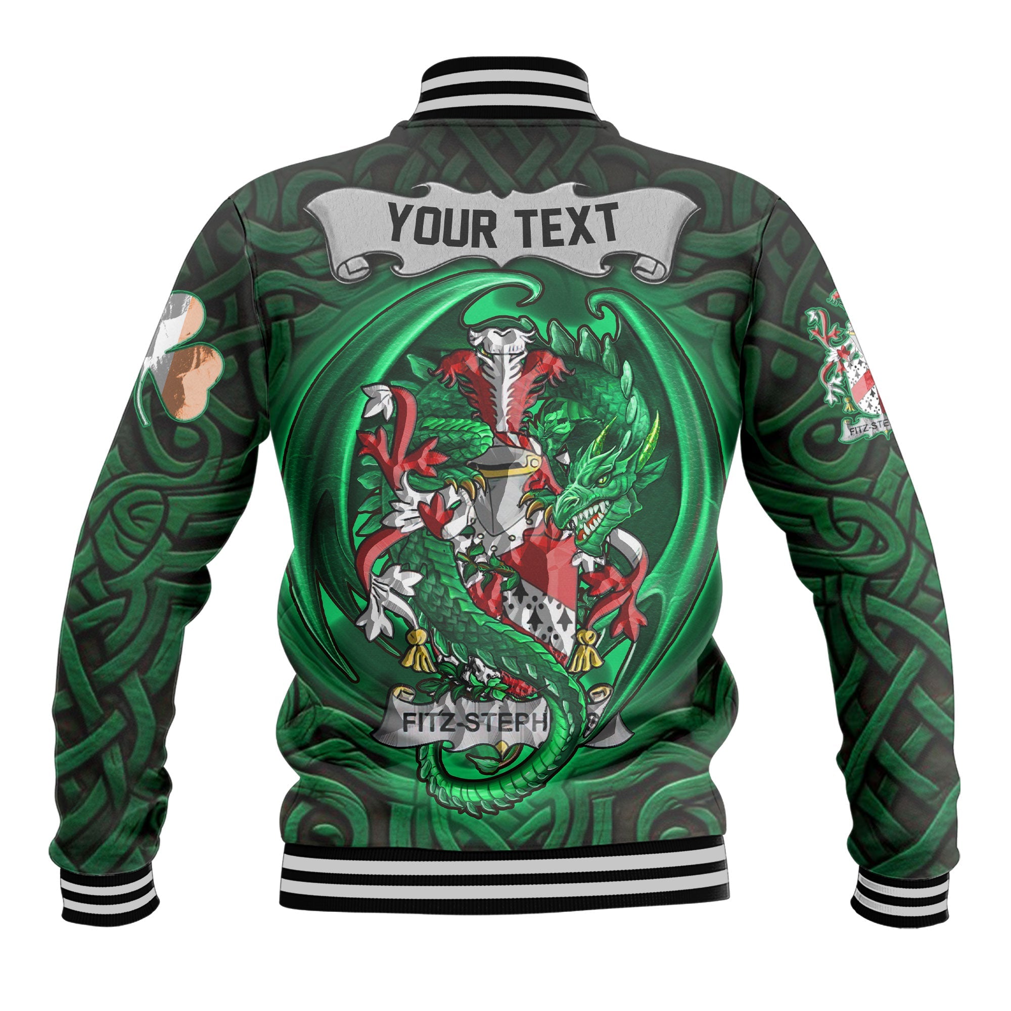 Fitz Stephens Baseball Jackets The Green Dragon Of Ireland Style