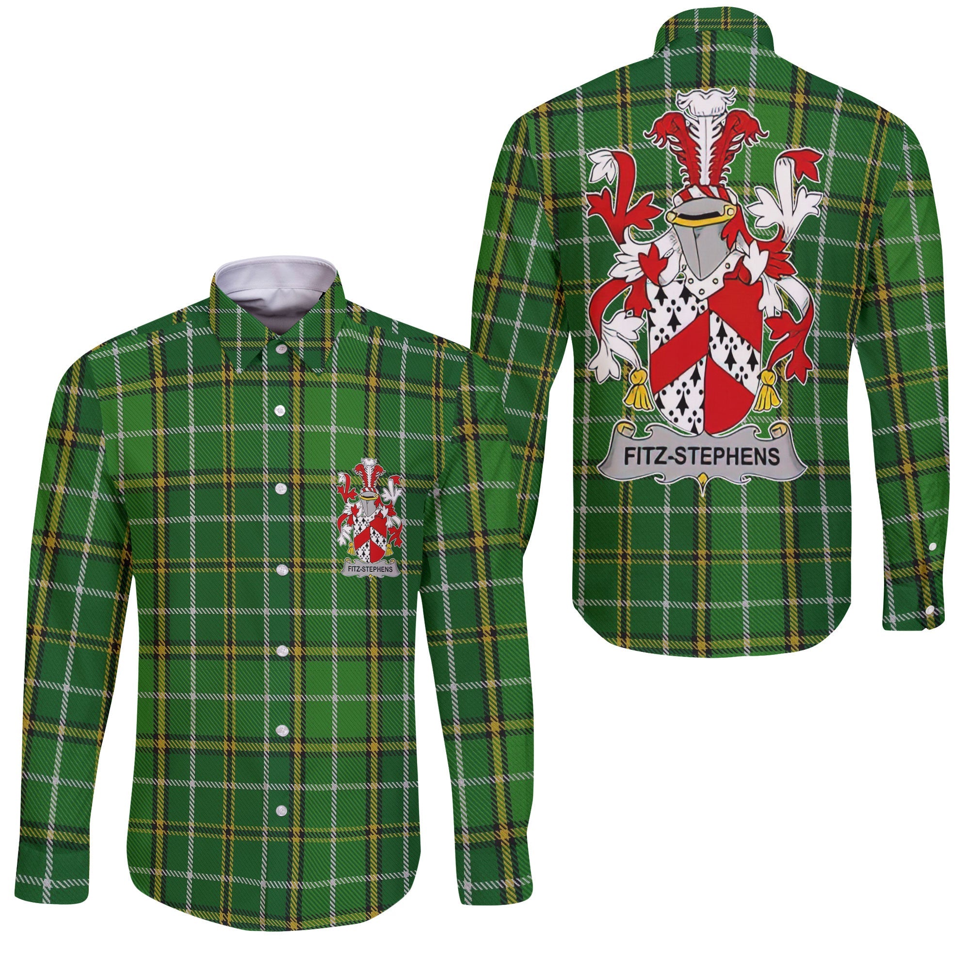 Fitz Stephens Long Sleeve Button Shirts Crest And National Plaid Style