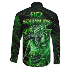 Fitz Stephens Long Sleeve Button Shirts Celtic Cross And Dragon Style