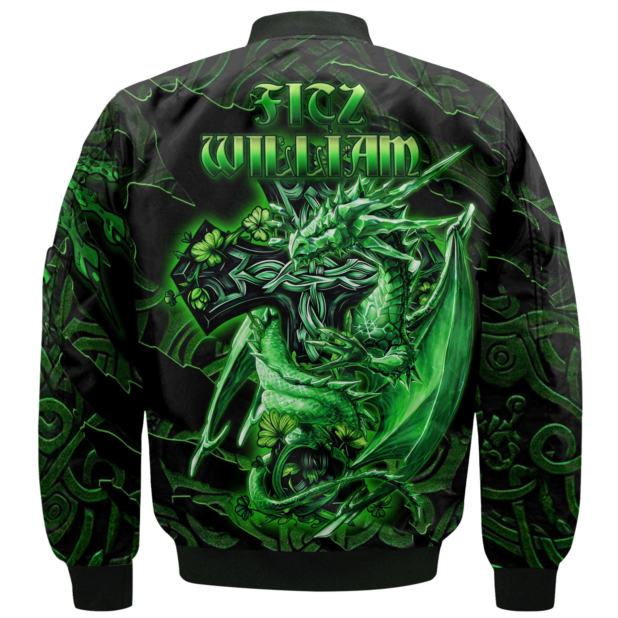 Fitz William Bomber Jackets Celtic Cross And Dragon Style