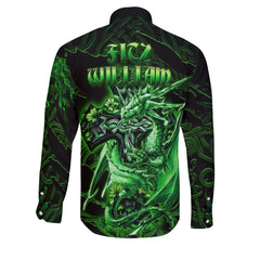 Fitz William Long Sleeve Button Shirts Celtic Cross And Dragon Style