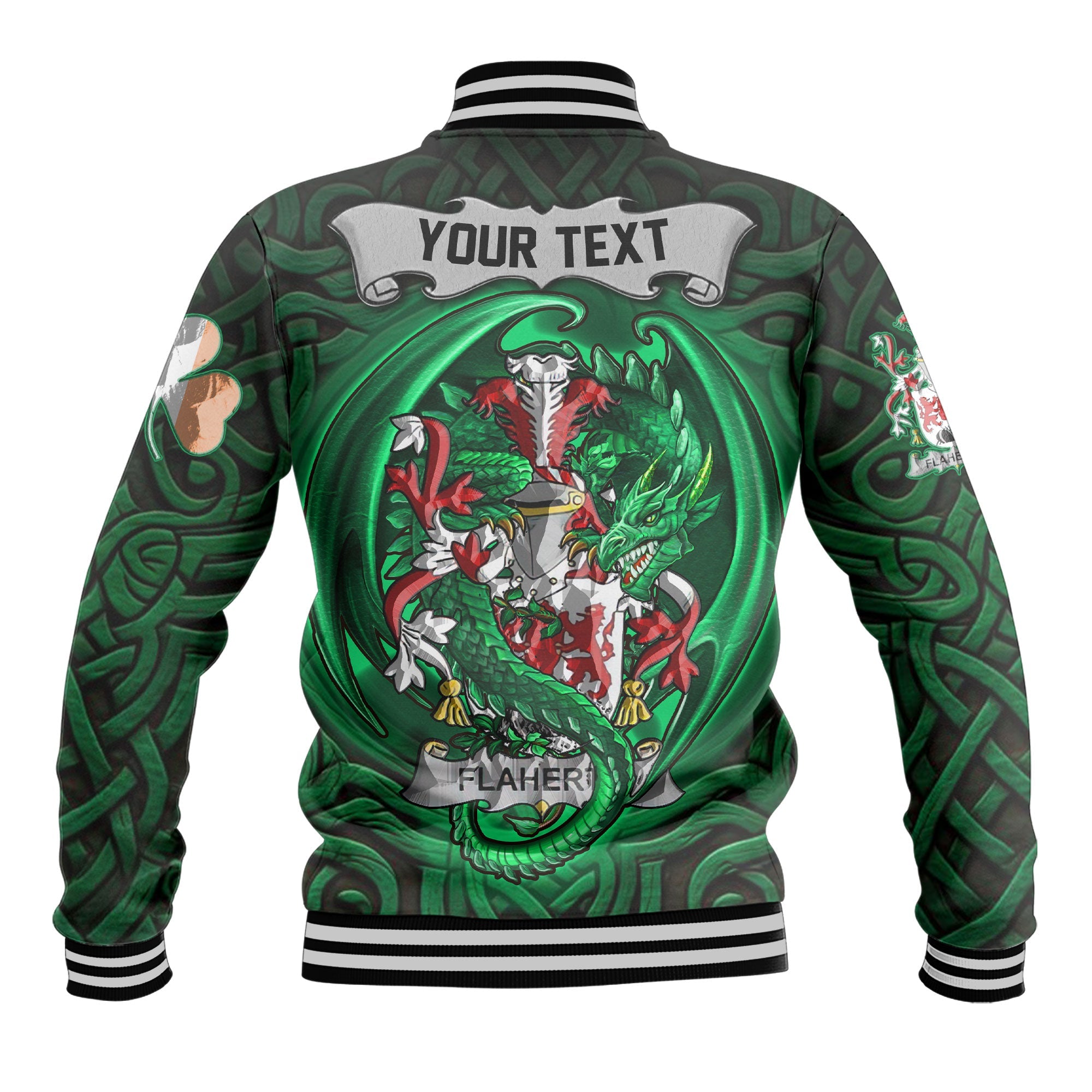 Flaherty or O Flaherty Baseball Jackets The Green Dragon Of Ireland Style