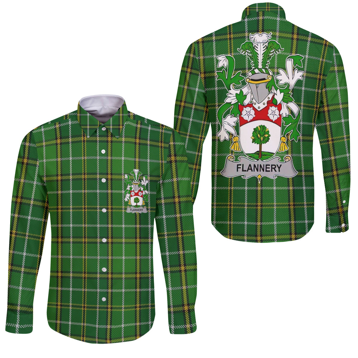 Flannery or O Flannery Long Sleeve Button Shirts Crest And National Plaid Style