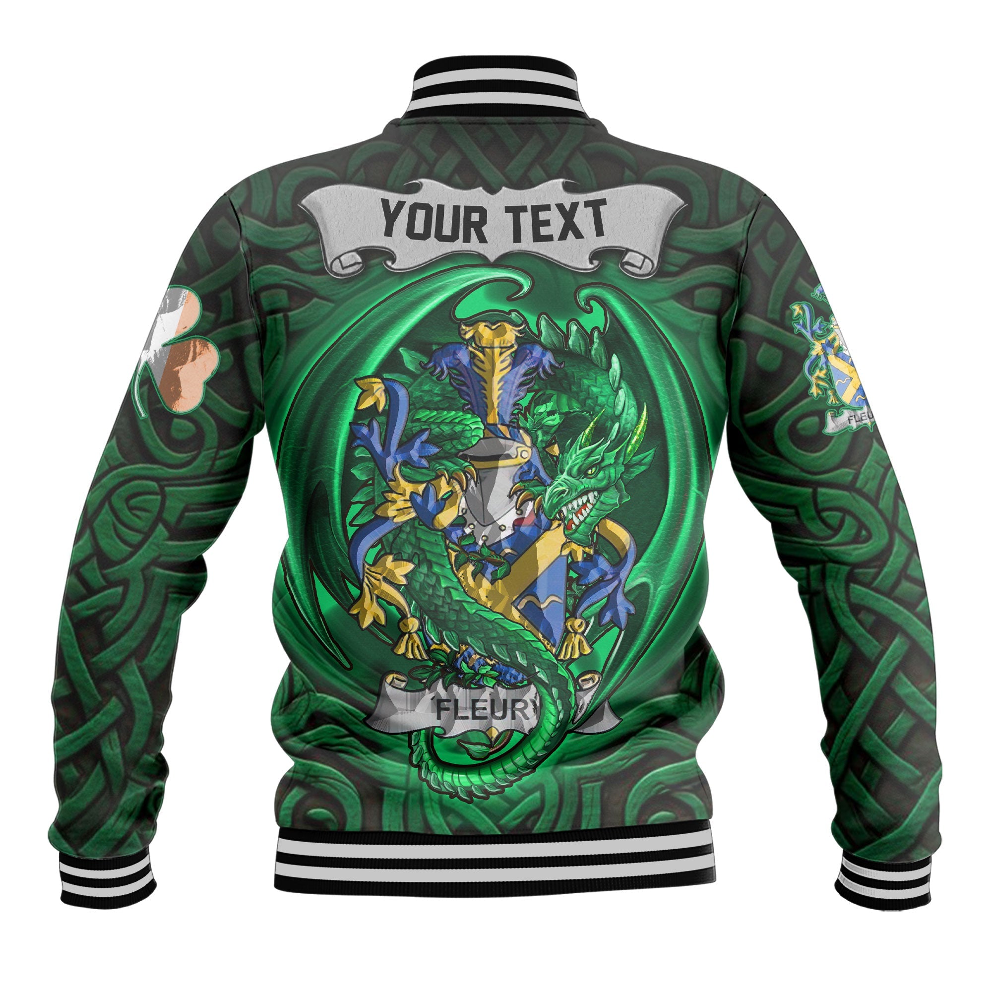 Fleury Baseball Jackets The Green Dragon Of Ireland Style