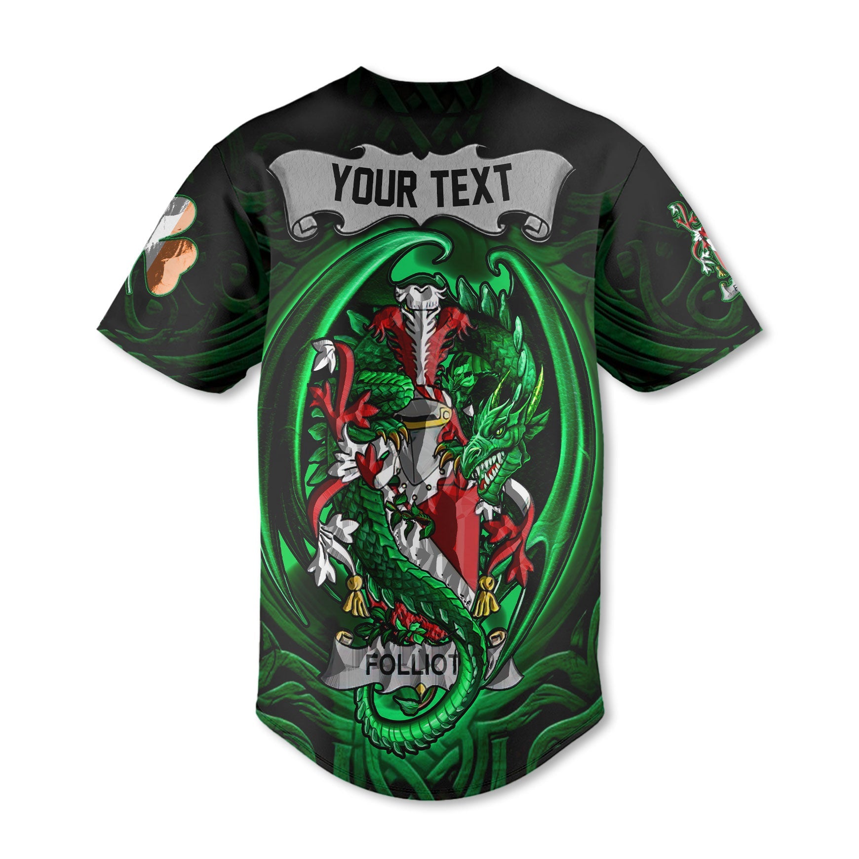 Folliott Baseball Jerseys The Green Dragon Of Ireland Style