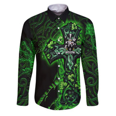 Forstall Long Sleeve Button Shirts Celtic Cross And Dragon Style