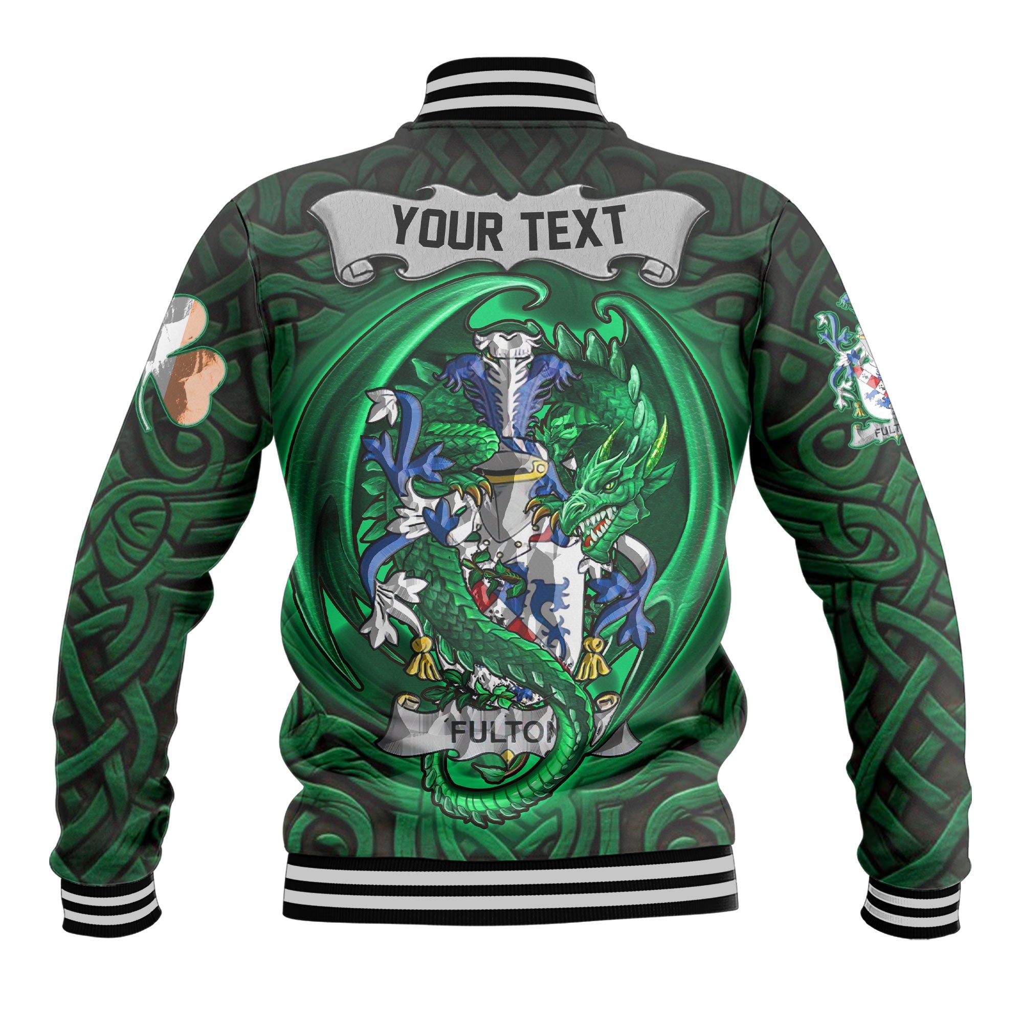 Fulton Baseball Jackets The Green Dragon Of Ireland Style