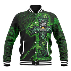 Fyan or Faghan Baseball Jackets Celtic Cross And Dragon Style