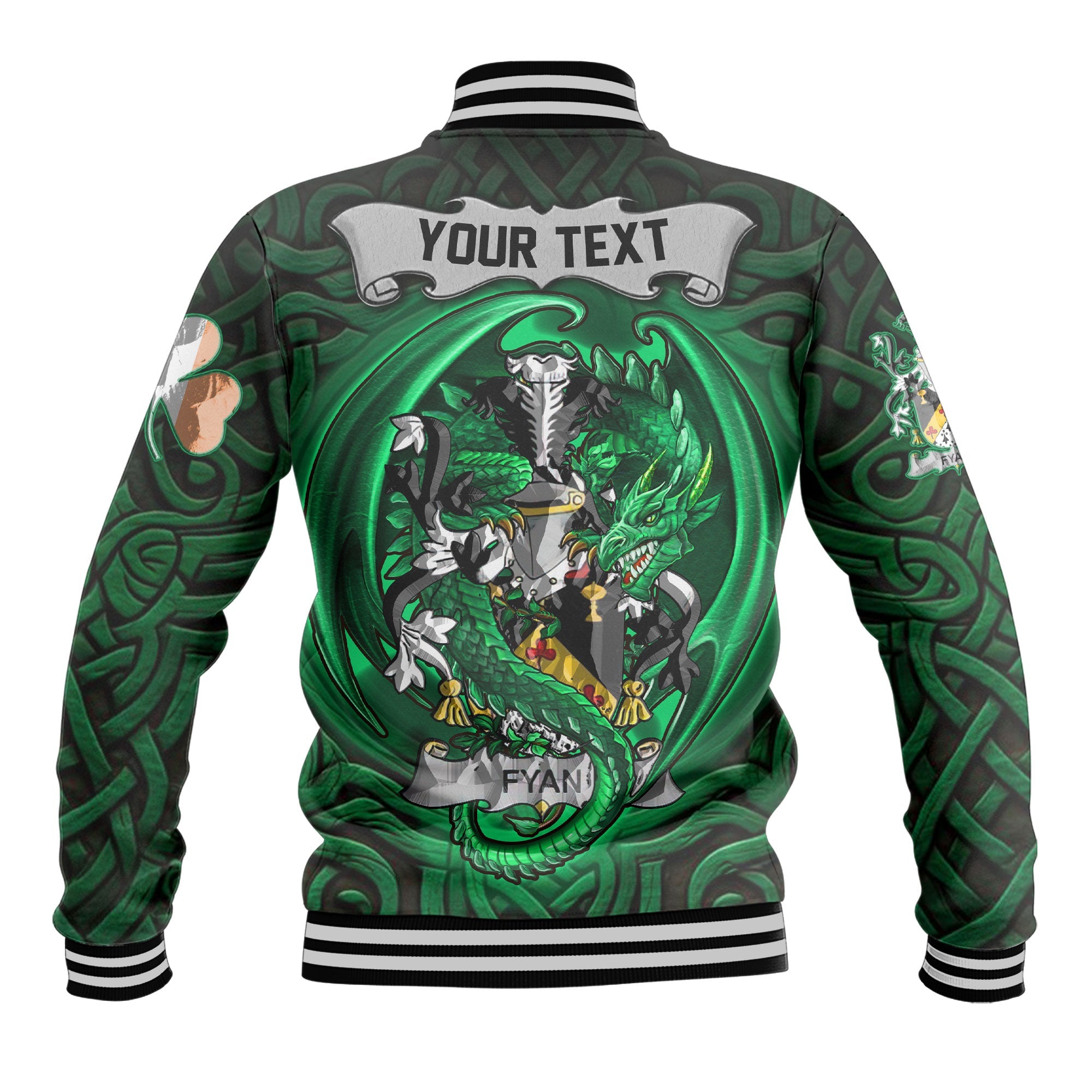 Fyan or Faghan Baseball Jackets The Green Dragon Of Ireland Style