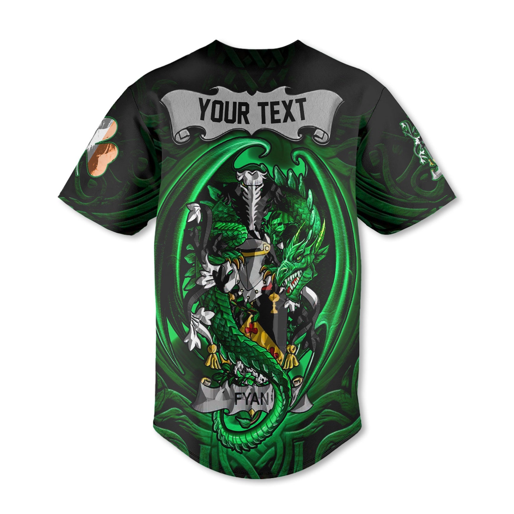 Fyan or Faghan Baseball Jerseys The Green Dragon Of Ireland Style