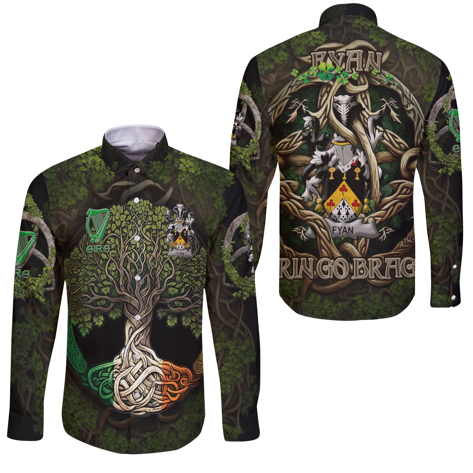 Fyan or Faghan Long Sleeve Button Shirts Ireland Is My Root Style