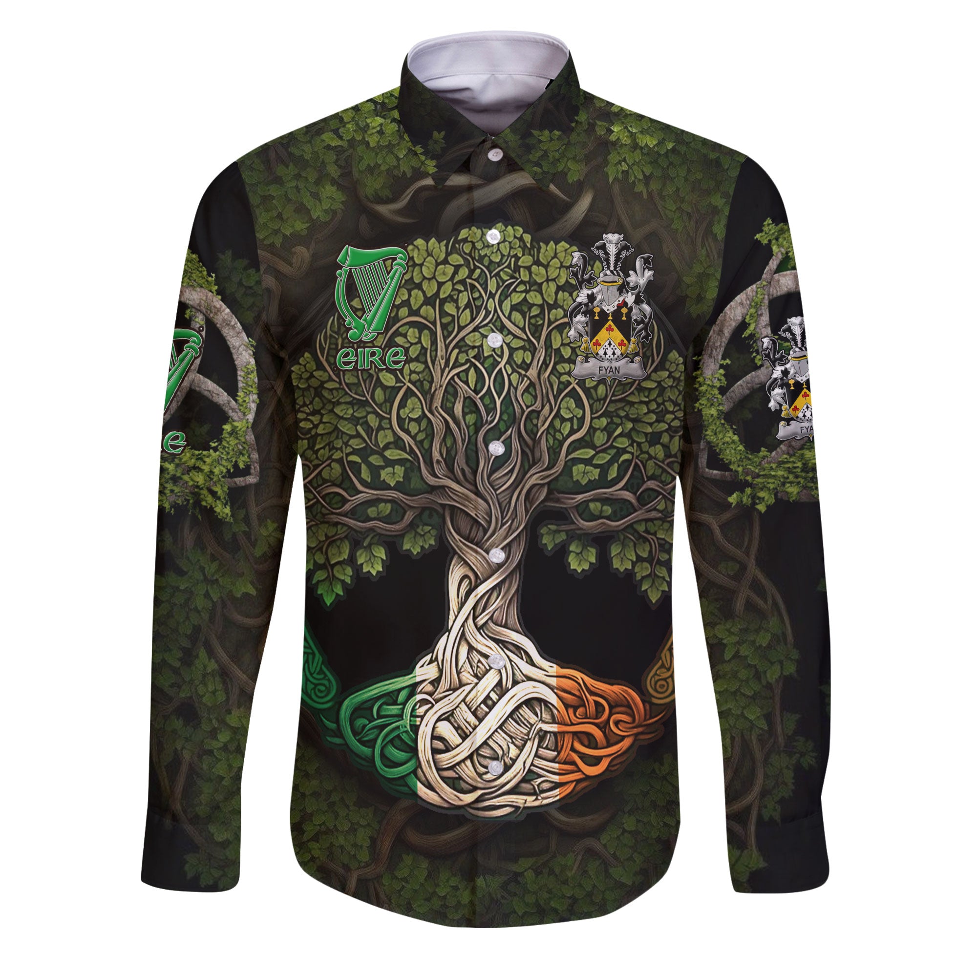 Fyan or Faghan Long Sleeve Button Shirts Ireland Is My Root Style