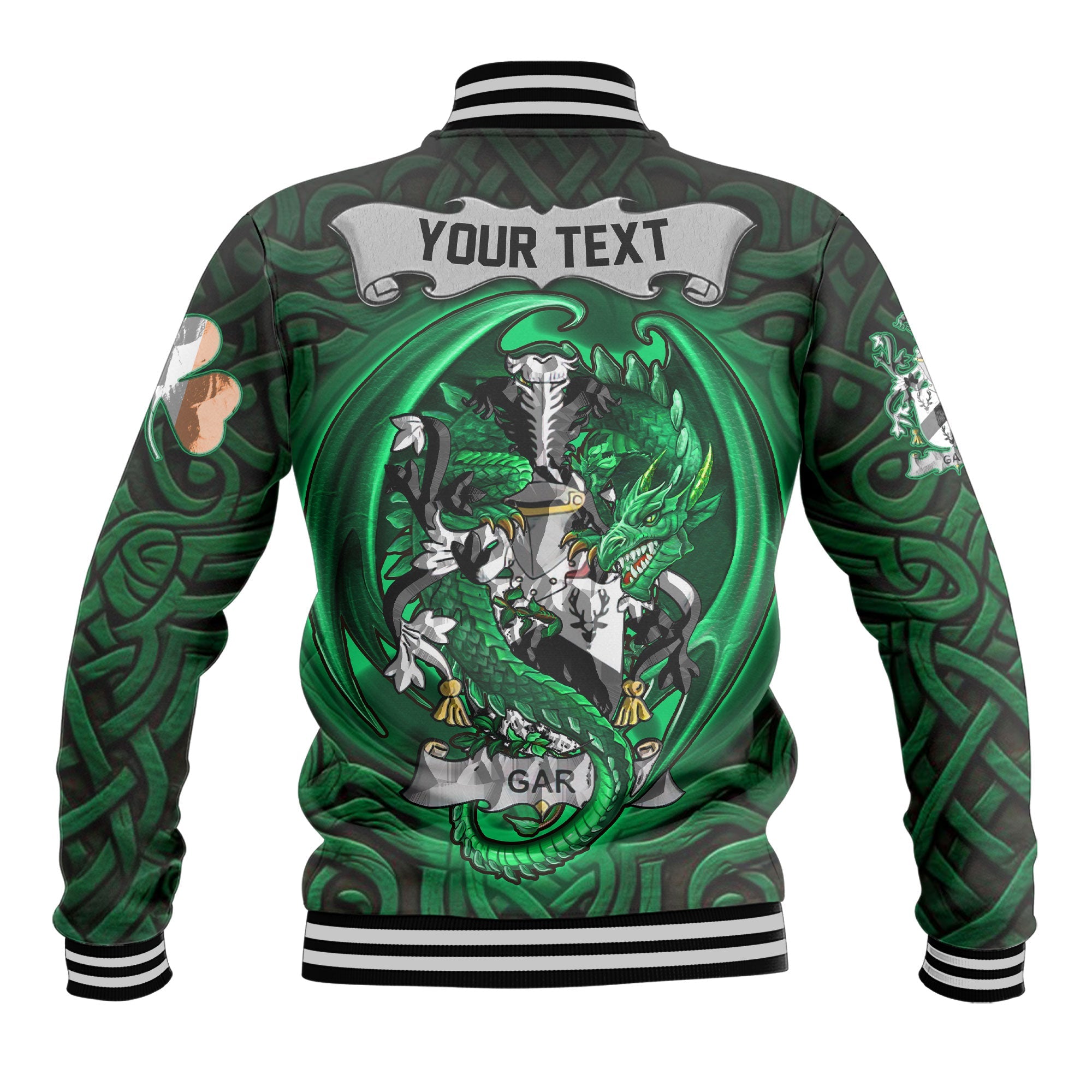Gar or Garr Baseball Jackets The Green Dragon Of Ireland Style