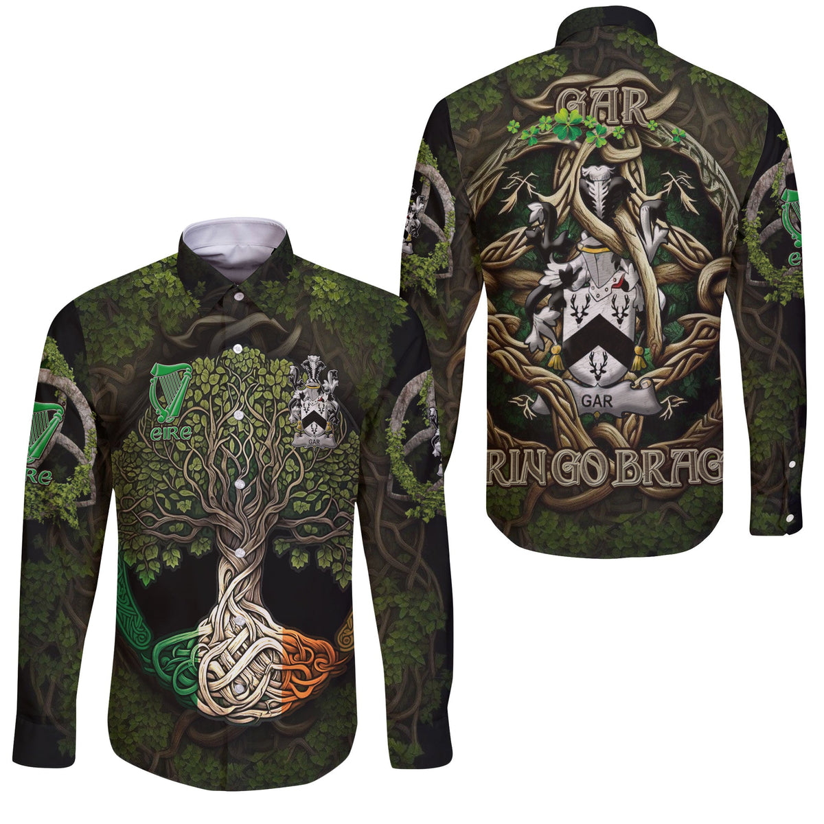 Gar or Garr Long Sleeve Button Shirts Ireland Is My Root Style